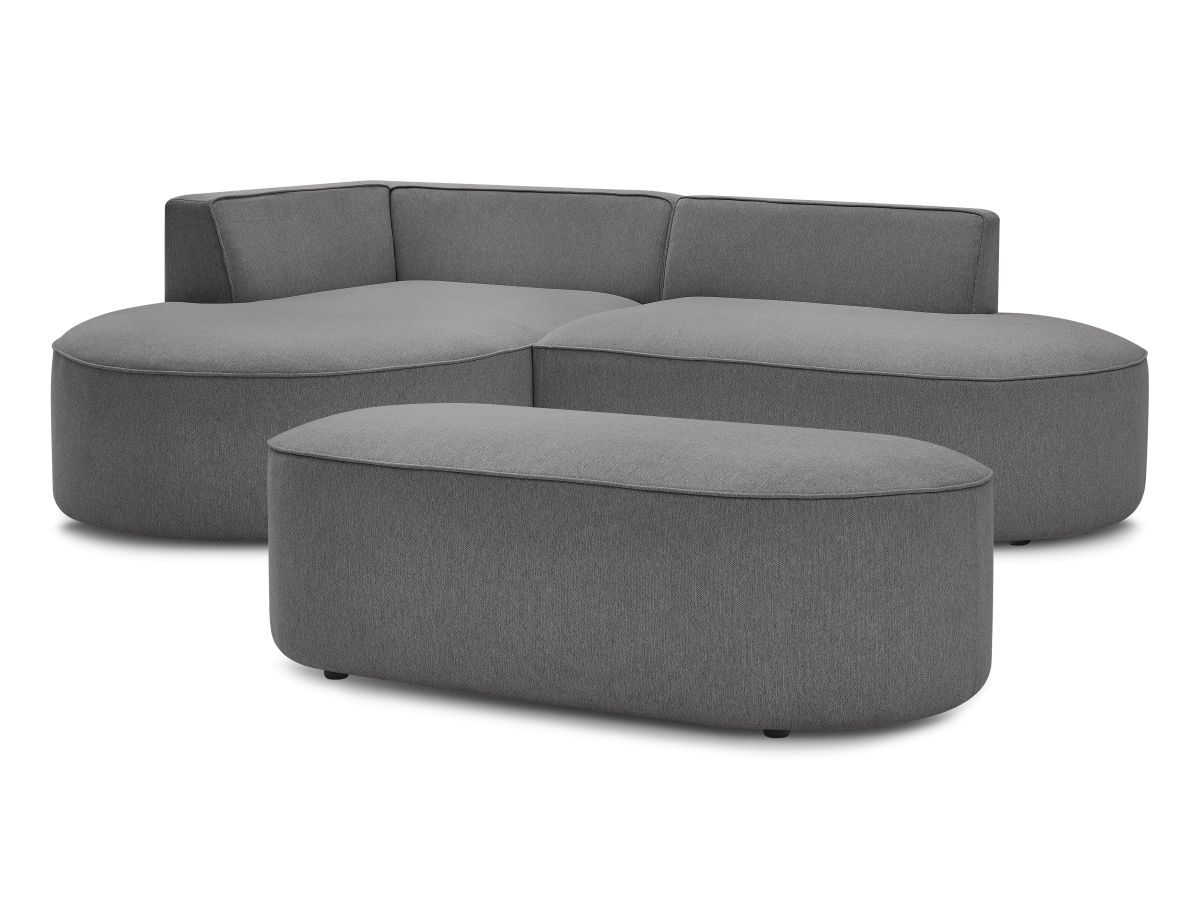 Hjørnesofa ROUSSEAU i melert stoff med puff