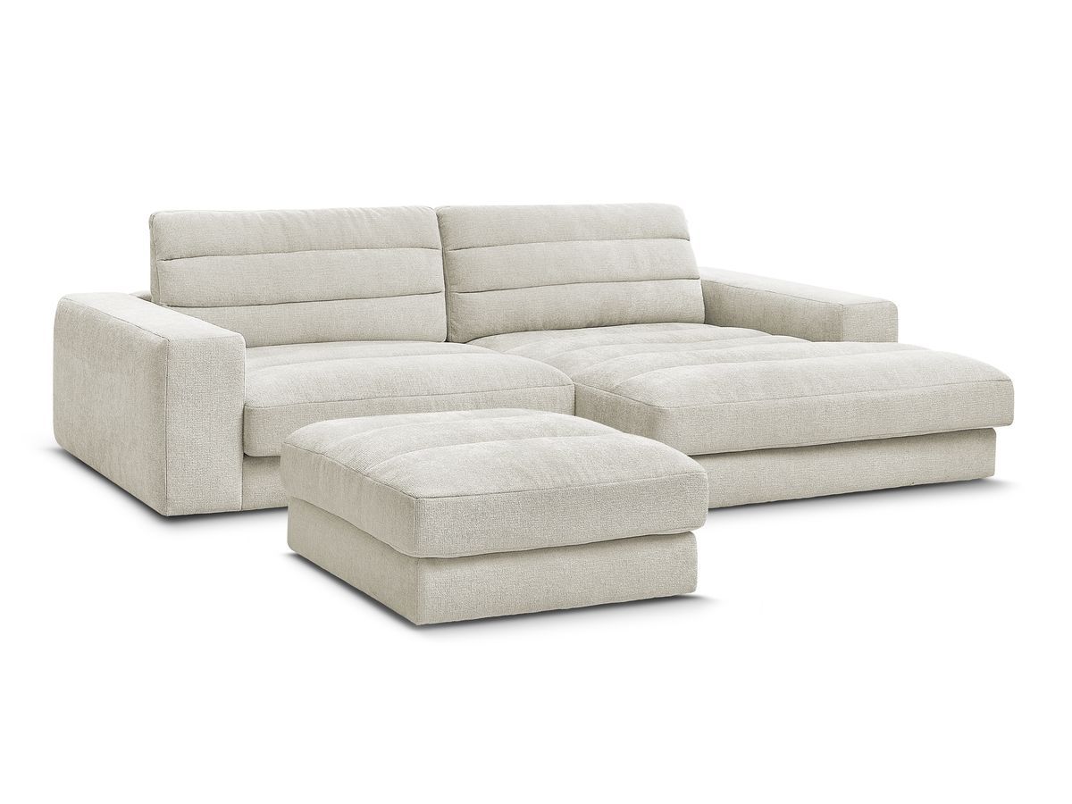 Hjørnesofa SIERRA i teksturert stoff med puff